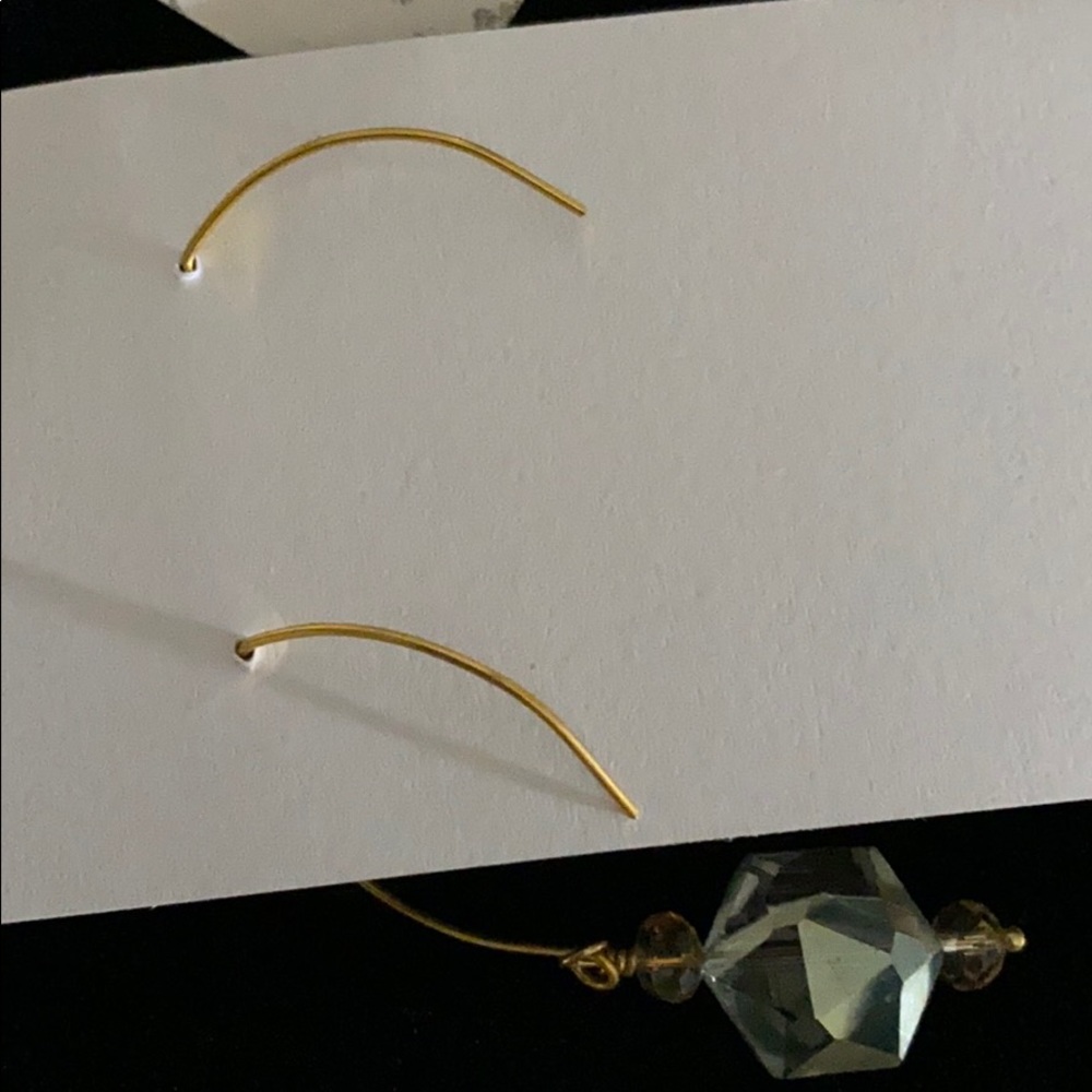 Gray/Green & Gold Pierced Earrings - Picture 4 of 4